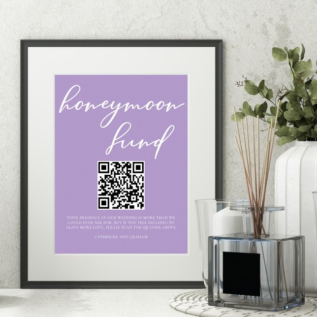 Poster Código QR do Fundo de Casamento da Lua de mel em r (Criador carregado)