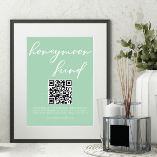 Poster Código QR do Fundo de Honestião de Casamento Branc