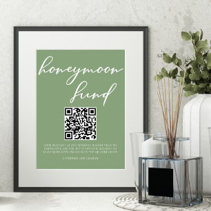 Poster Código QR do Fundo de Honestião Verde de Sage