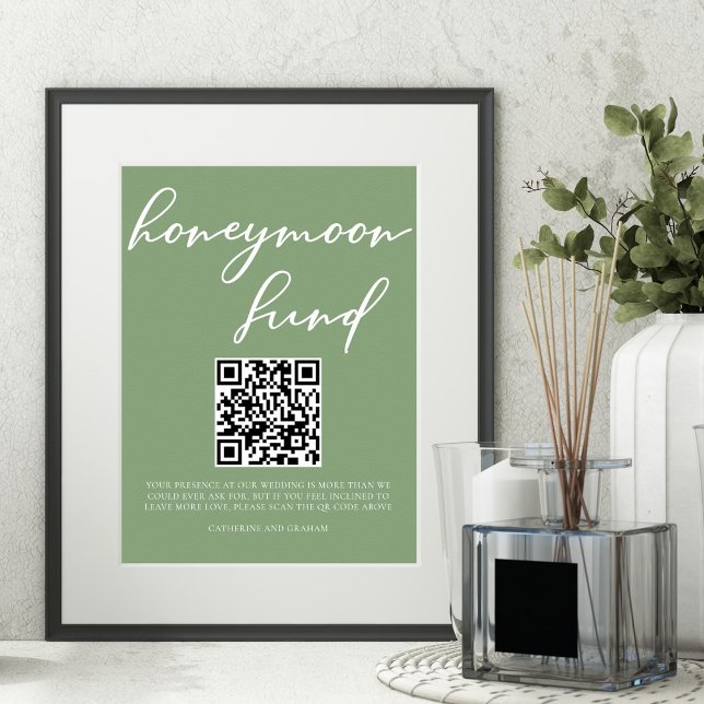 Poster Código QR do Fundo de Honestião Verde de Sage (Criador carregado)