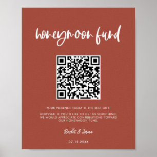 Poster Código QR do Fundo Honeymoon, de tijolos queimados