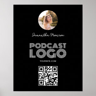 Poster Código QR do Logotipo Moderno Preto e Branco