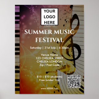 Poster Código QR e Logotipo do Festival de Música de Verã
