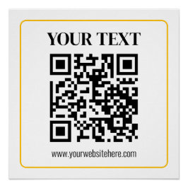 Pôster Código QR e texto editáveis com borda de ouro amar
