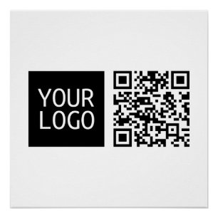 Pôster Código QR editável & Logotipo ou imagem da sua emp