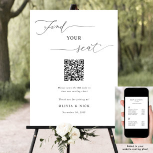 Poster Código QR Elegante Sinal de Plano de Casamento de