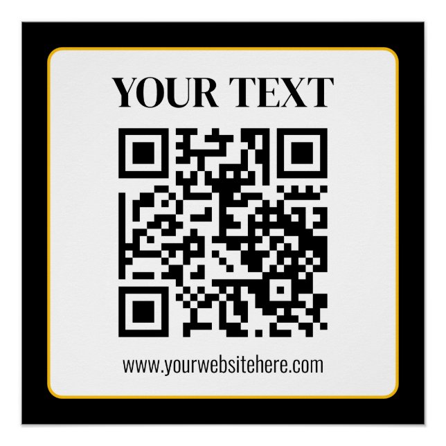 Pôster Código QR empresarial com texto superior e inferio (Frente)