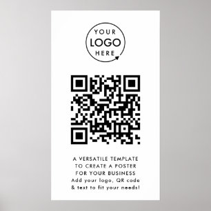 Poster Código QR   Logotipo profissional Branco simples