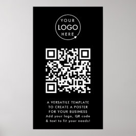 Poster Código QR | Logotipo profissional preto simples