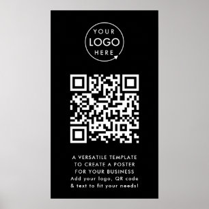 Poster Código QR   Logotipo profissional preto simples