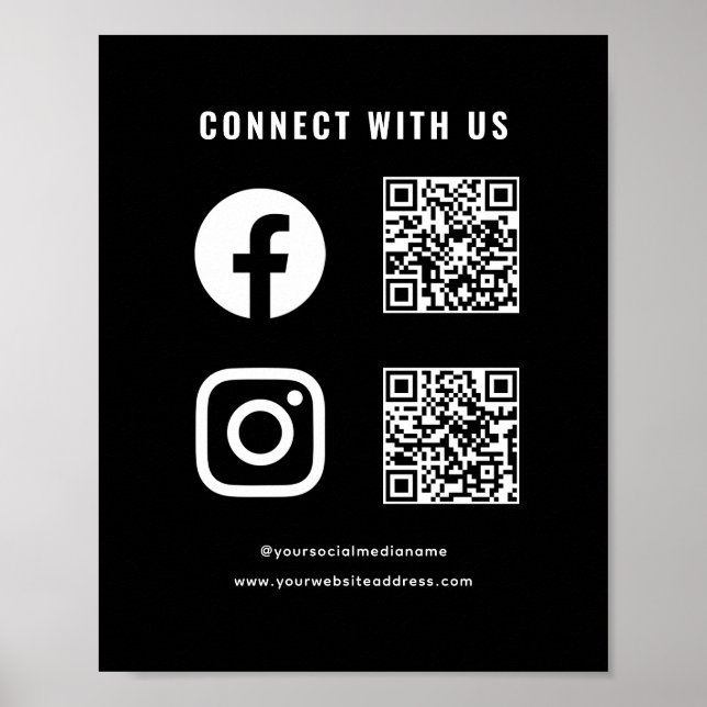 Poster Código QR Mídia Social Siga Leia Conecte-se Conosc (Frente)