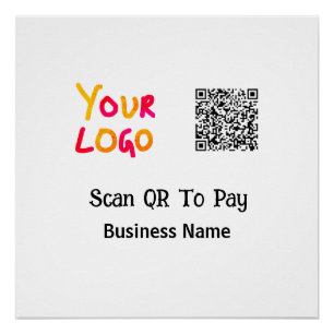 Pôster Código QR minimalista simples para pagar logotipo