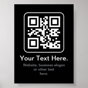 Poster Código QR Modern Escaneável   Preto Branco & Cinza