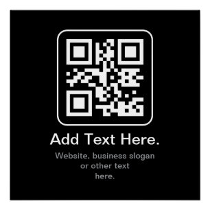 Pôster Código QR Modern Escaneável   Preto Branco e Cinza