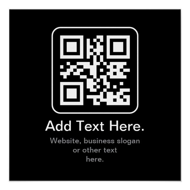 Pôster Código QR Modern Escaneável | Preto Branco e Cinza (Frente)