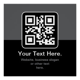 Pôster Código QR Modern Escaneável | Preto, Cinza e Branc