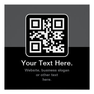 Pôster Código QR Modern Escaneável   Preto, Cinza e Branc