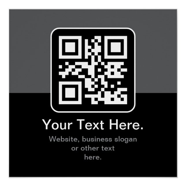 Pôster Código QR Modern Escaneável | Preto, Cinza e Branc (Frente)