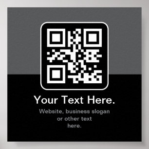 Poster Código QR Modern Escaneável   Preto, Cinza e Branc