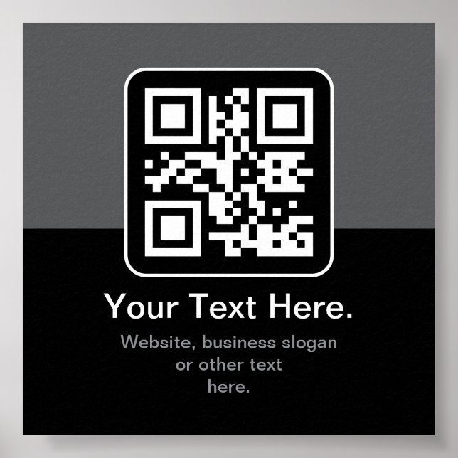 Poster Código QR Modern Escaneável | Preto, Cinza e Branc (Frente)