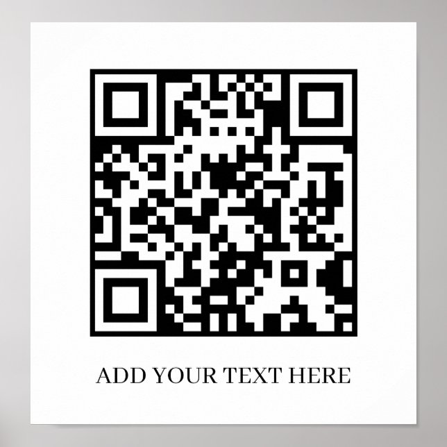 Poster Código QR Preto Personalizado | Exibição de Texto  (Frente)