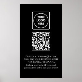 Poster Código QR Preto Personalizado | Negócios Profissio