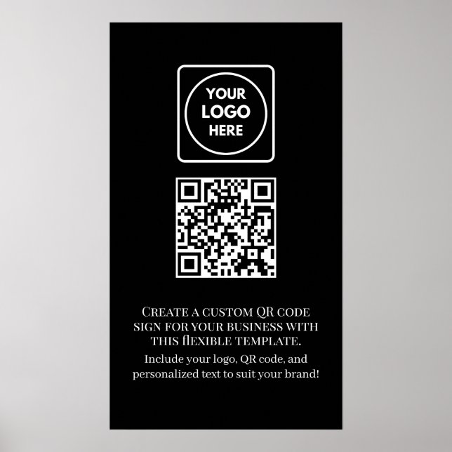 Poster Código QR Preto Personalizado | Negócios Profissio (Frente)