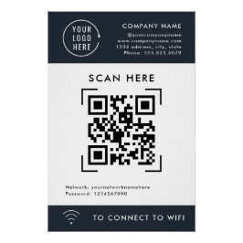 Pôster Código QR Scan Wifi | Contato sem contato do logot