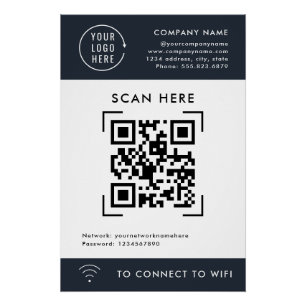 Pôster Código QR Scan Wifi Contato sem contato do logot