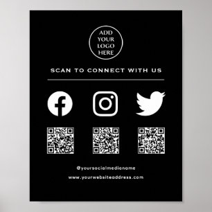 Poster Código QR Seu Logotipo Siga Escaneie-me Conecte-se