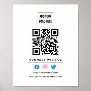 Poster Código QR Siga Scan Para Conectar Conosco Branco P