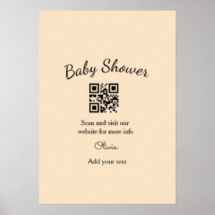 Poster Código QR simples para chá de bebê rosa adicionar