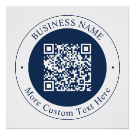 Pôster Código QR & Texto personalizáveis | Azul Marinho E