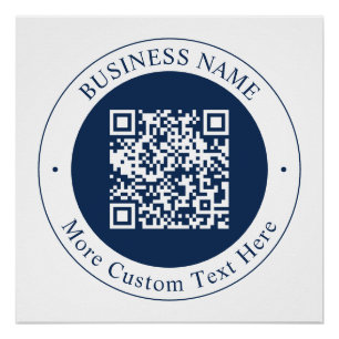 Pôster Código QR & Texto personalizáveis   Azul Marinho E