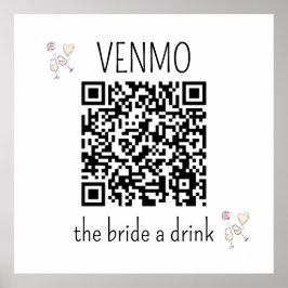 Poster Código QR VENMO a Noiva uma Bebida Festa de Desped