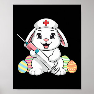 Poster Coelhinha Enfermeira de Páscoa Enfermeira Uti Uti