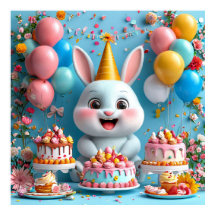 Coelhinho Adorável Celebrando Aniversário