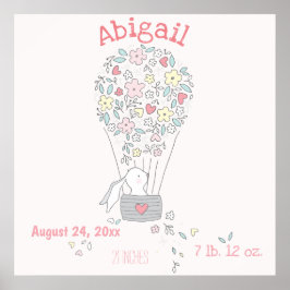 Poster Coelhinho Bonito no Ar Balão de Nascimento Stats A