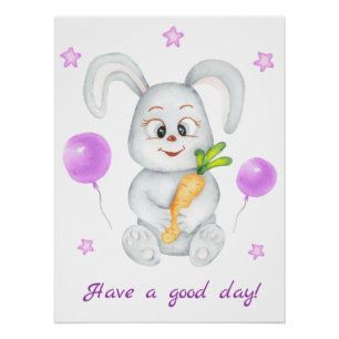 Pôster Coelhinho bonito para um Poster de humor positivo