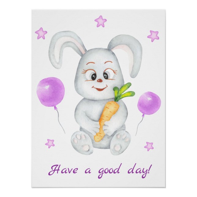 Pôster Coelhinho bonito para um Poster de humor positivo (Frente)