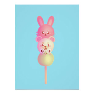 Pôster Coelhinho Bonito, Urso E Sapo Dango Glossy Poster