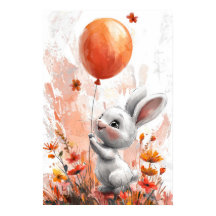 Coelhinho Branco bonito com Illus digital de balão