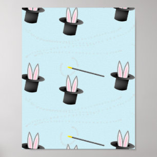 Poster Coelhinho com um chapéu com uva mágica azul