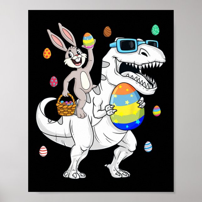 Poster Coelhinho da Páscoa Andando T Rex Dinossauro Diver (Frente)