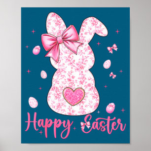 Poster Coelhinho da Páscoa feliz coquete coelhinho floral