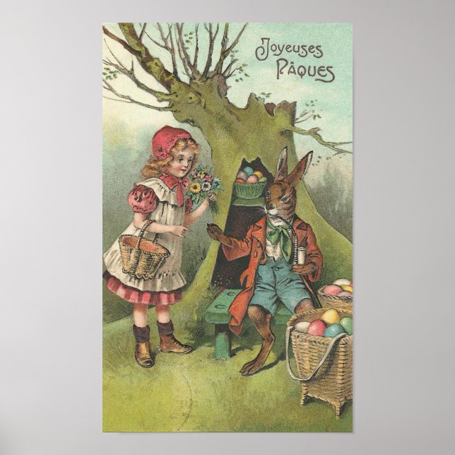 Poster Coelhinho Da Páscoa Francesa Com Pipe Vintage (Frente)