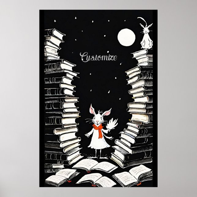 Poster Coelhinho de Livro Personalizado (Frente)