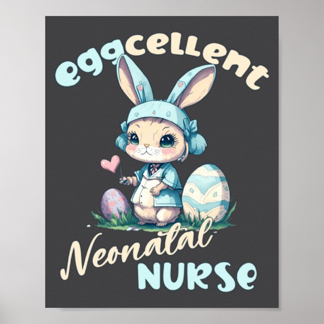 Poster Coelhinho de Páscoa Enfermeira Neonatal Eggcelente (Frente)