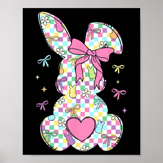 Poster Coelhinho do Dia Feliz da Páscoa Com Laço Bonito C (Frente)