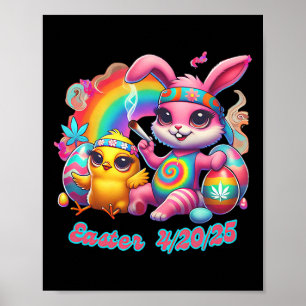 Poster Coelhinho Feliz de Páscoa Engraçado Fumando Maconh